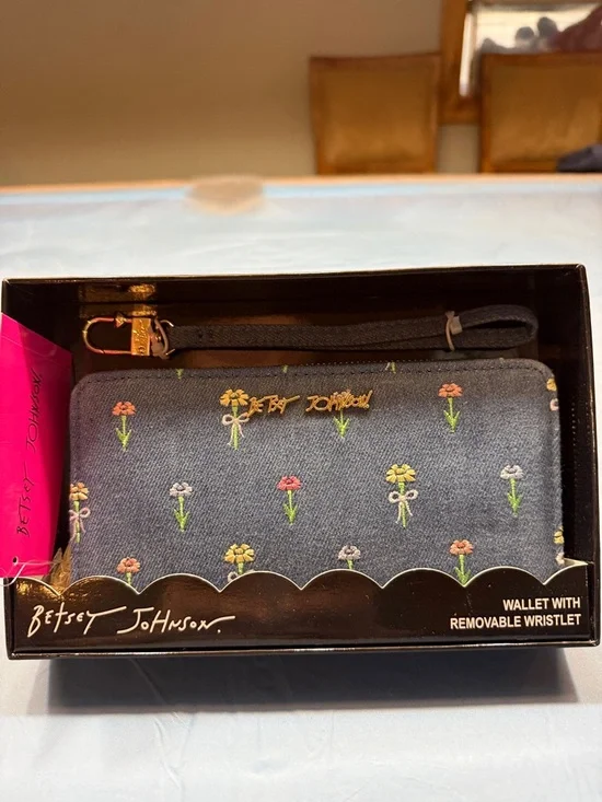 Betsey Johnson Denim Floral Wristlet Wallet - Blue - Picture 3 of 3
